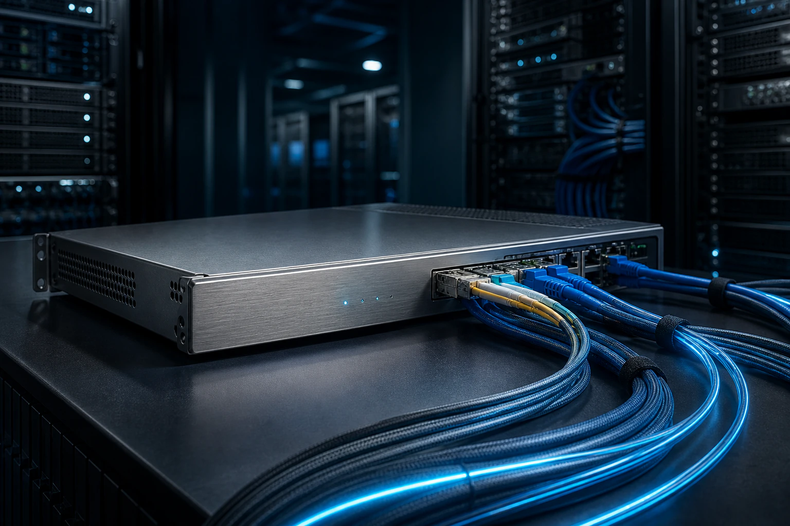 Dedykowany serwer telefonii PBXCenter z uporządkowanym okablowaniem sieciowym